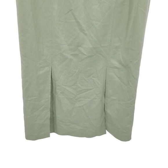 Vintage 80s Chadwick's Sage Green Maxi Skirt 6 Rayon Straight Back Slits Modest - Picture 7 of 11